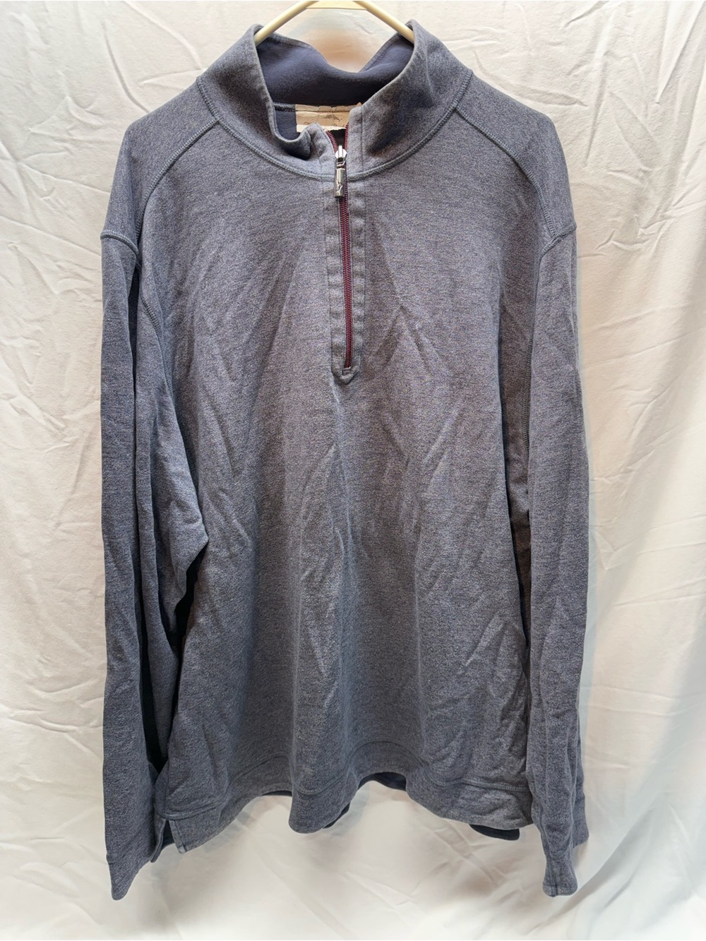 Tommy Bahama Reversible Quarter Zip Pullover Blue Gray Mens 25” P2P